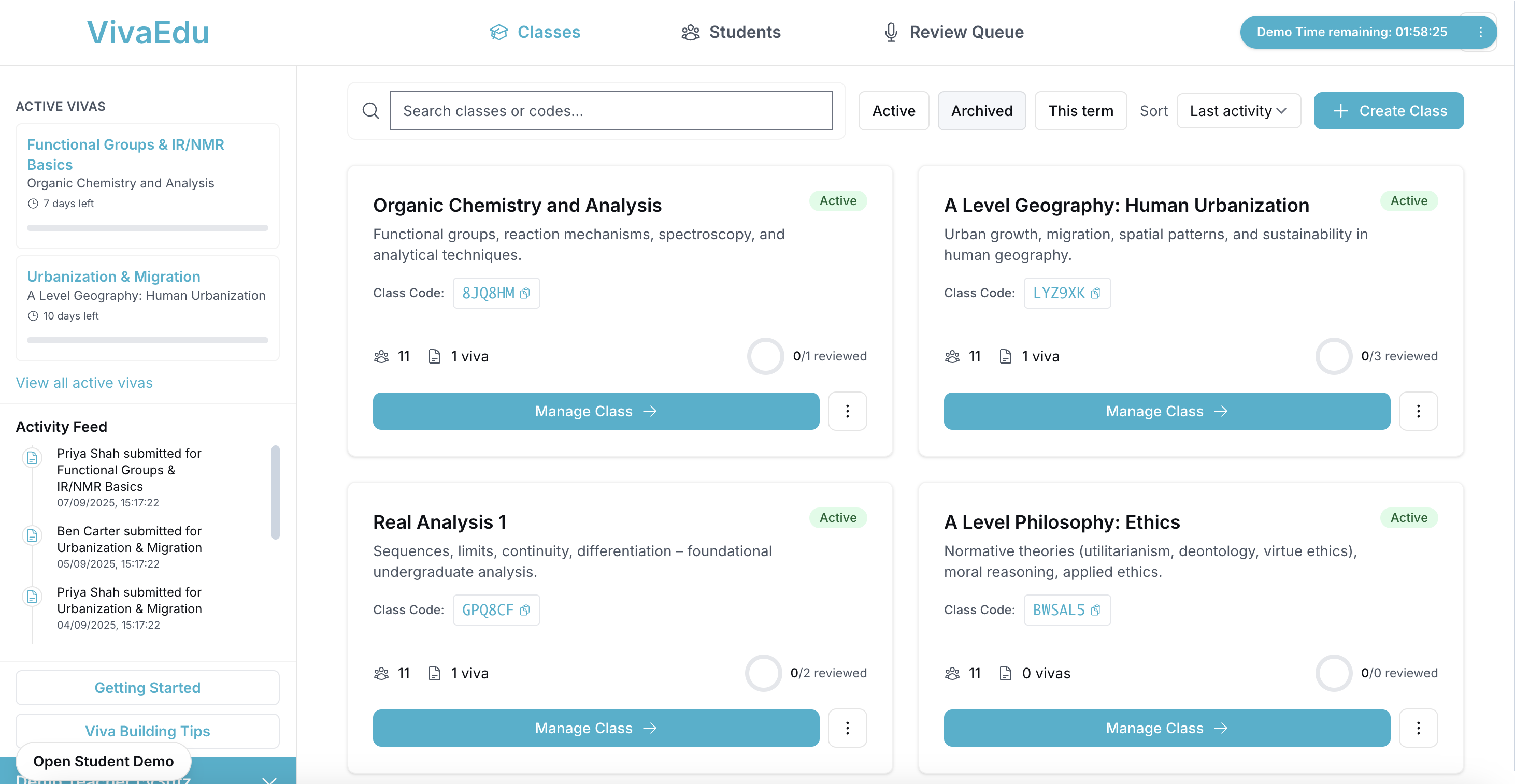 Educator dashboard preview